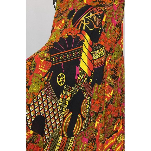nf dress free size colorful tribal african woman sleeveless kaftan cover up - Picture 3 of 4